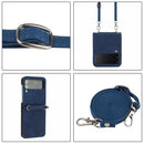 For Samsung Galaxy Z Flip4 Crossbody 3D Embossed Leather Phone Case(Blue)