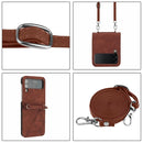 For Samsung Galaxy Z Flip4 Crossbody 3D Embossed Leather Phone Case(Brown)
