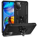 For Motorola Moto E32 4G Shockproof TPU + PC Phone Case with 360 Degree Rotating Holder(Black)