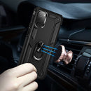 For Motorola Moto E32 4G Shockproof TPU + PC Phone Case with 360 Degree Rotating Holder(Black)
