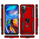 For Motorola Moto E32 4G Shockproof TPU + PC Phone Case with 360 Degree Rotating Holder(Red)