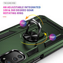 For Motorola Moto E32 4G Shockproof TPU + PC Phone Case with 360 Degree Rotating Holder(Army Green)