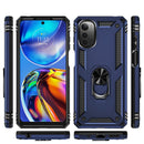 For Motorola Moto E32 4G Shockproof TPU + PC Phone Case with 360 Degree Rotating Holder(Blue)