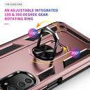 For Motorola Moto E32 4G Shockproof TPU + PC Phone Case with 360 Degree Rotating Holder(Rose Gold)