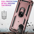 For Motorola Moto E32 4G Shockproof TPU + PC Phone Case with 360 Degree Rotating Holder(Rose Gold)