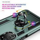 For Motorola Moto E32 4G Shockproof TPU + PC Phone Case with 360 Degree Rotating Holder(Dark Green)