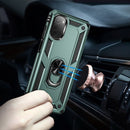 For Motorola Moto E32 4G Shockproof TPU + PC Phone Case with 360 Degree Rotating Holder(Dark Green)