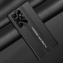 For Samsung Galaxy S22 Ultra 5G Carbon Fiber Texture Plain Leather Phone Case(Black)