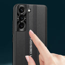 For Samsung Galaxy S22 Ultra 5G Carbon Fiber Texture Plain Leather Phone Case(Black)