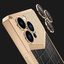 Crocodile Texture Electroplate Leather Phone Case For iPhone 13 Pro Max(Gold+Black)
