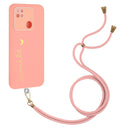 For Xiaomi Redmi 10A Gilding Line TPU Phone Case with Strap(Pink)