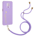 For Xiaomi Redmi Note 9S / 9 Pro / 9 Pro Max / Poco M2 Pro Gilding Line TPU Phone Case with Strap(Light Purple)