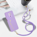 For Xiaomi Redmi Note 9S / 9 Pro / 9 Pro Max / Poco M2 Pro Gilding Line TPU Phone Case with Strap(Light Purple)