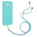 For Xiaomi Redmi Note 9S / 9 Pro / 9 Pro Max / Poco M2 Pro Gilding Line TPU Phone Case with Strap(Light Blue)