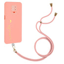 For Xiaomi Redmi Note 9S / 9 Pro / 9 Pro Max / Poco M2 Pro Gilding Line TPU Phone Case with Strap(Pink)