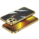 Carbon Brazed Stainless Steel Ultra Thin Protective Phone Case For iPhone 13 Pro Max(Gold)