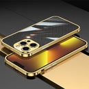 Carbon Brazed Stainless Steel Ultra Thin Protective Phone Case For iPhone 13 Pro Max(Gold)