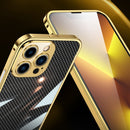 Carbon Brazed Stainless Steel Ultra Thin Protective Phone Case For iPhone 13 Pro Max(Gold)