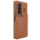 For Samsung Galaxy Z Fold4 5G NILLKIN QIN Series Pro Sliding Camera Cover Design Leather Phone Case(Brown)