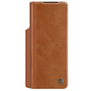 For Samsung Galaxy Z Fold4 5G NILLKIN QIN Series Pro Sliding Camera Cover Design Leather Phone Case(Brown)
