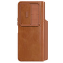 For Samsung Galaxy Z Fold4 5G NILLKIN QIN Series Pro Sliding Camera Cover Design Leather Phone Case(Brown)