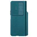 For Samsung Galaxy Z Fold4 5G NILLKIN QIN Series Pro Sliding Camera Cover Design Leather Phone Case(Cyan)