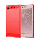 For Sony Xperia XZ1 Brushed Texture Carbon Fiber TPU Phone Case(Red)
