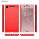 For Sony Xperia XZ1 Brushed Texture Carbon Fiber TPU Phone Case(Red)