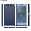 For Sony Xperia XZ1 Brushed Texture Carbon Fiber TPU Phone Case(Blue)