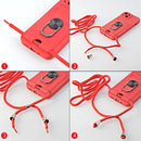 For Xiaomi Redmi Note 8 Ring Kickstand Card Wallet TPU Phone Case with Lanyard(Pink)
