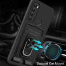 For Xiaomi Redmi Note 8 Ring Kickstand Card Wallet TPU Phone Case with Lanyard(Red)