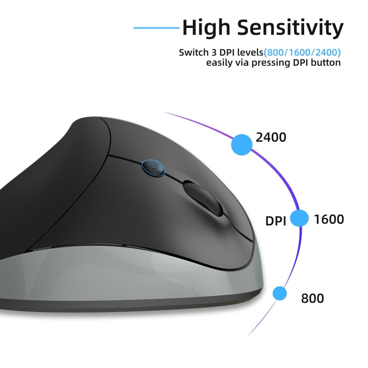 X10 2.4G Wireless Vertical Ergonomic Gaming Mouse(Grey)