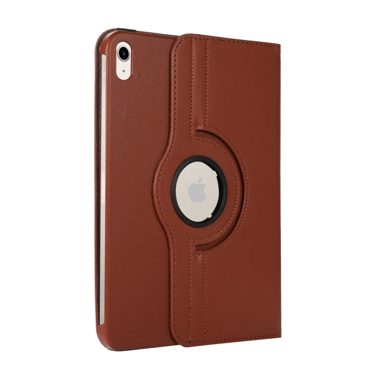 For iPad 10th Gen 10.9 2022 360 Degree Rotation Litchi Texture Flip Leather Tablet Case with Holder (Brown)