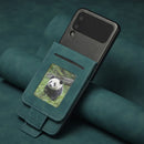 For Samsung Galaxy Z Flip4 Forwenw Dual-side Buckle Leather Phone Case(Dark Cyan)
