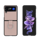 For Samsung Galaxy Z Flip4 Fabric Shockproof TPU Fold Protective Case with Lanyard(Pink)