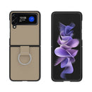 For Samsung Galaxy Z Flip4 Fabric Shockproof TPU Fold Protective Case with Lanyard(Khaki)