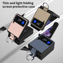 For Samsung Galaxy Z Flip4 Fabric Shockproof TPU Fold Protective Case with Lanyard(Blue)