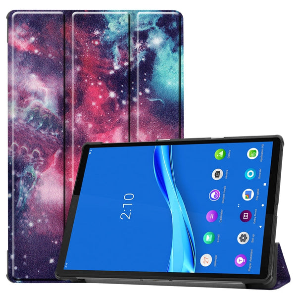 For Lenovo M10 Plus TB-X606F Colored Drawing Horizontal Flip Leather Case, with Three-folding Holder & Sleep / Wake-up Function(Galactic Nebula)