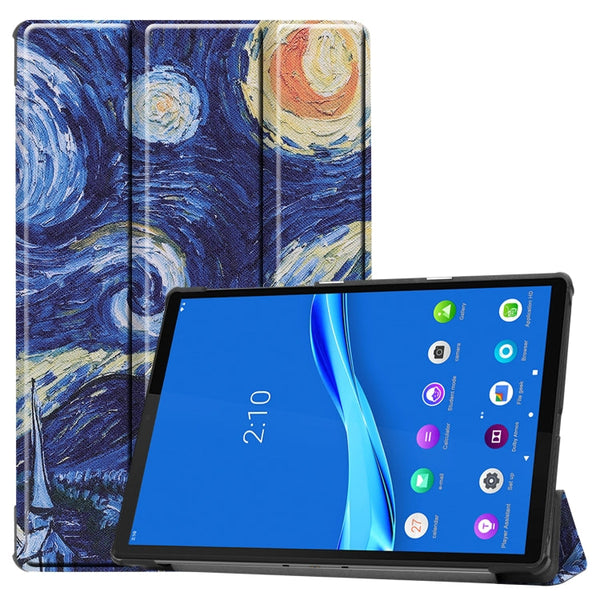 For Lenovo M10 Plus TB-X606F Colored Drawing Horizontal Flip Leather Case, with Three-folding Holder & Sleep / Wake-up Function(Starry Sky)