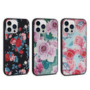For iPhone 12 Flowers Pattern Leather Phone Case(Black)