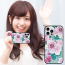 For iPhone 12 Flowers Pattern Leather Phone Case(Black)