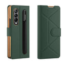 For Samsung Galaxy Z Fold4 GKK Transformers Shockproof Folding Phone Leather Case with Pen Slot & Stand(Green)