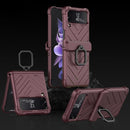 For Samsung Galaxy Z Flip4 GKK Sliding Camshield Magnetic Armor Flip Phone Case with Ring Holder(Wine Red)