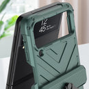 For Samsung Galaxy Z Flip4 GKK Sliding Camshield Magnetic Armor Flip Phone Case with Ring Holder(Black)