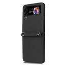 For Samsung Galaxy Z Flip4 5G Straw Mat Texture Lanyard Phone Case(Black)