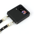 For Samsung Galaxy Z Flip4 5G Straw Mat Texture Lanyard Phone Case(Black)