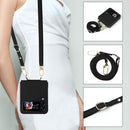 For Samsung Galaxy Z Flip4 5G Straw Mat Texture Lanyard Phone Case(Black)