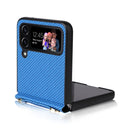 For Samsung Galaxy Z Flip4 5G Straw Mat Texture Lanyard Phone Case(Blue)
