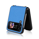 For Samsung Galaxy Z Flip4 5G Straw Mat Texture Lanyard Phone Case(Blue)