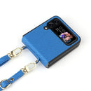 For Samsung Galaxy Z Flip4 5G Straw Mat Texture Lanyard Phone Case(Blue)